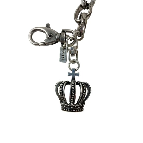 New Men's Silver Tone Patina Crown Necklace Thick Chain Stigma - Picture 3 of 5